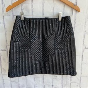 Jetset Diaries TJD 100% Lamb Leather Studded Mini Skirt Black